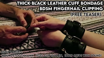 Thick Black Leather Cuff Bondage Bdsm Fingernail Clipping thumbnail