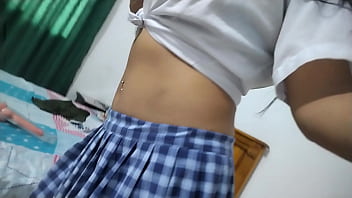 40 year old mature woman dresses as a student and sucks a dildo like a whore