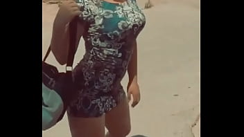 The sexy girl dazzles everyone with her slow gait