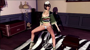 Graceful yuffie kisaragi shy erotic dance in skimpy outfit in bedroom