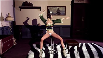 Graceful yuffie kisaragi shy erotic dance in skimpy outfit in bedroom