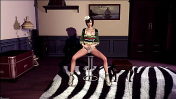 Graceful yuffie kisaragi shy erotic dance in skimpy outfit in bedroom