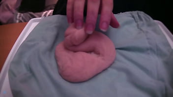 Playing with a very soft and limp fake cock no audio