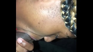 Swallowing the big black dick