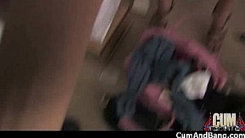 Nasty black girl grouped and facialed 22