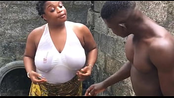 Dirty bitch got fucked while doing her laundry outside the compound