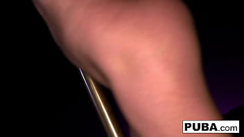 Hot blonde rubs herself