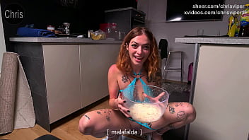 First ever clean anal training for malafalda and a healthy anal breakfast fingering speculum milk piss cereals teaser