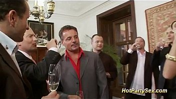 Cute girls in business party orgy