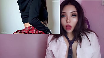 Colegiala caliente chupando y montando verga masturbandome con ia