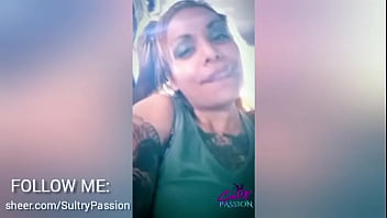 Sultry passion shows her nipple when her husband gets out of the car