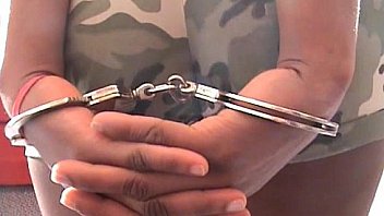 Handcuffed Ebony Sucks Cock Taking Cum In Mouth thumbnail