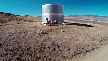 Hairy scissoring outdoors