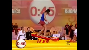 Upskirt fun on a tv show as hot babes in miniskirts are encouraged to surf