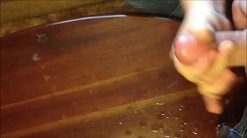 Amateur strokes his cock to a huge orgasm cumshot