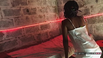 Ebony babe giving a hot blow job fingering her pussy with a vibrator