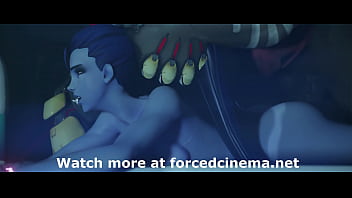 Blue girl fucked on table