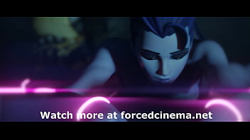 Blue girl fucked on table