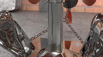 Slave in metal bondage