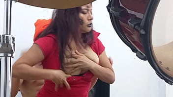 Stepsister invites her stepbrother to celebrate halloween with sex included the slut showed him her buttocks and asked for a quick penetration before going to the party