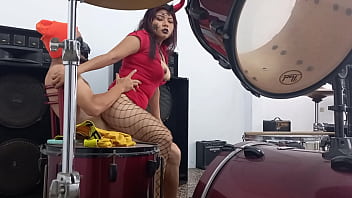 Stepsister invites her stepbrother to celebrate halloween with sex included the slut showed him her buttocks and asked for a quick penetration before going to the party