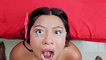 Piss drinking with cum in eyes