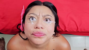 Piss drinking with cum in eyes