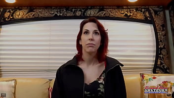 Stunning redhead scarlett foxx masturbates and enjoys sucking a juicy cock