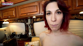 Stunning redhead scarlett foxx masturbates and enjoys sucking a juicy cock