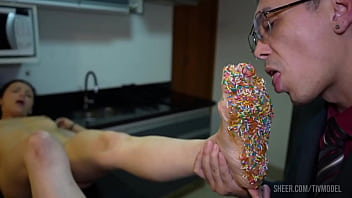 Food fetish and soles licking before the fuck