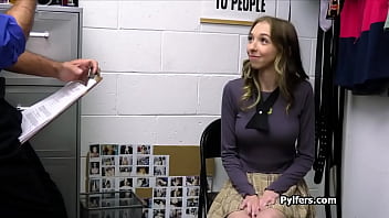 Perky cutie milks lucky officer