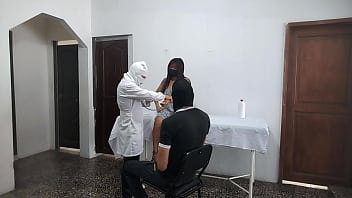 Perverted doctor fucks female patient while husband waits outside the doctor's office