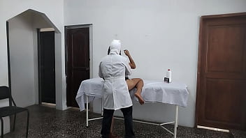 Perverted doctor fucks female patient while husband waits outside the doctor's office