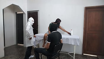 Perverted doctor fucks female patient while husband waits outside the doctor's office