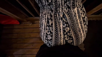 Slut grinds her small ass on hard cock outside