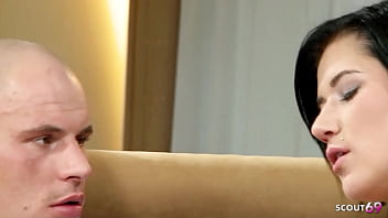 Slim girl with natural saggy tits get her tight ass rough fucked by big dick by with cum on asshole