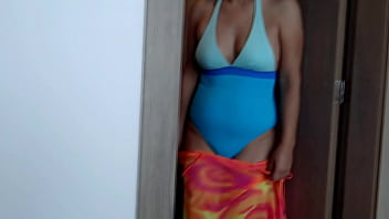 On the beach my wife shows off looking for a man to fuck her strips naked and urinates