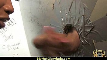 Natural cute black teen tries out gloryhole 22