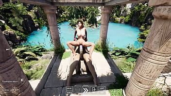 The ancient statue suddenly woke up and began rhythmically fucking lara 3d hentai game