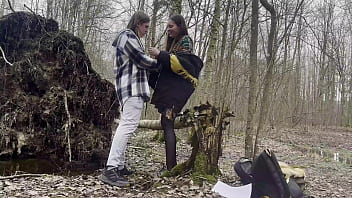 Cute busty teen gets fucked in the forest