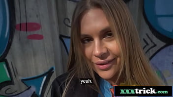 Blonde hitchhiker pays her way with deepthroat skills and a wild ride