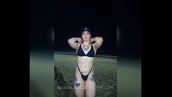 Red haired masseuse on copacabana beach