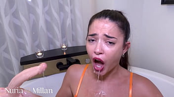 Fucking my throat with a rubber dildo