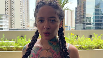 A sweaty strong guy at the gym asks a neighbor in the building to smell his cock so he can fuck her later