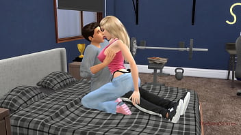 Teen horny couple has risky sex