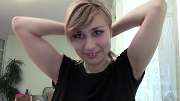 Milena blonde babe chats on webcam in non nude sfw clip