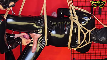 Helpless shibari slave jerked off with steel wool