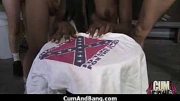 Ebony girl gets slammed by some white dudes 27