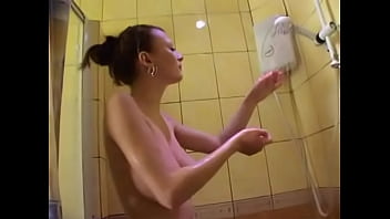 Russian girl is taking shower