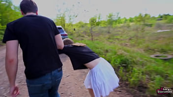 Bratty stepsister gets caught sneaking out – rough fun in the woods
